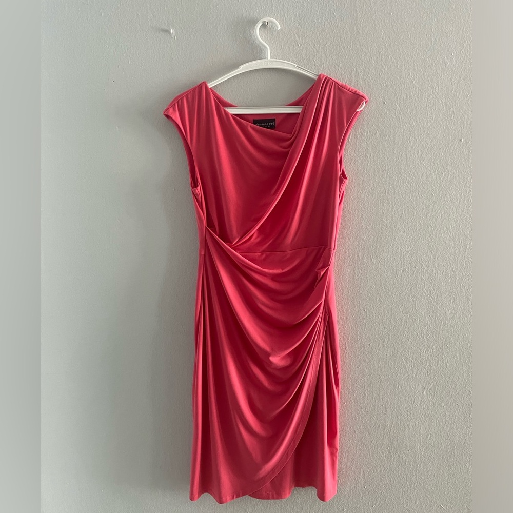CONNECTED APPAREL Pink Drape Dress; Size: US 6; Color: Pink Salmon